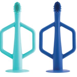 Tiny Twinkle LOT de 2 Brosses à dents d'apprentissage en silicone Menthe / Indigo