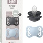 BIBS Lot de 2 sucettes Supreme 0-6 mois fer/bleu