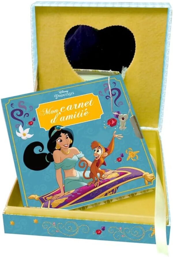 DISNEY PRINCESSES JASMINE, MON COFFRET SECRET. UNE JOLIE BOITE AVEC MIROIR ET UN CARNET D'AMITIE AVEC CADENAS + 2 CLEFS