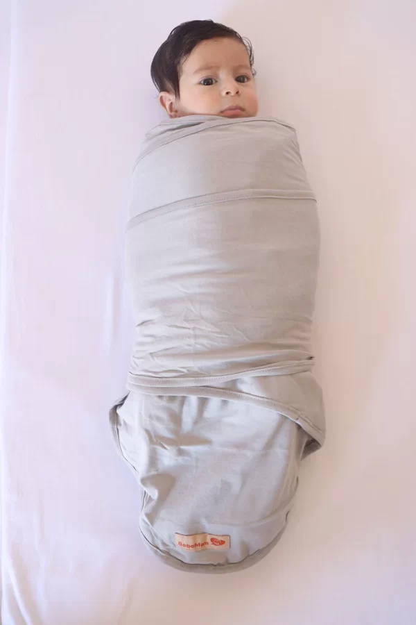 BEBEMAM Couverture d’emmaillotage 0-6mois gris clair