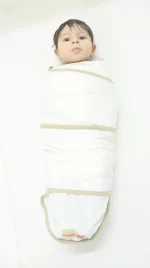 BEBEMAM Couverture d’emmaillotage Blanc/beige (0-6 mois)