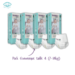 Pack 4 BAMBO NATURE couche bebe taille 4, 7-14KG 48 Unités