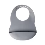 YUMMY Bavoir en Silicone avec Poche 4M+ - GRIS
