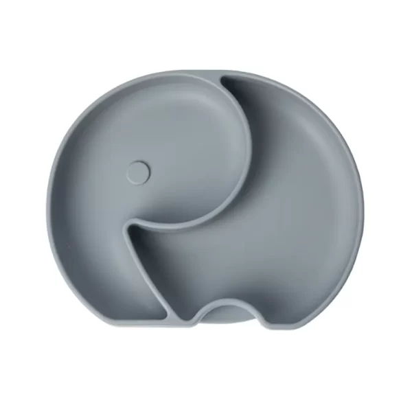 YUMMY Assiette Éléphant en Silicone avec Ventouse 4M+ GRIS