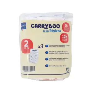 Carryboo Couches Petit Format Taille 2 (3-6kg) - 3 Unités