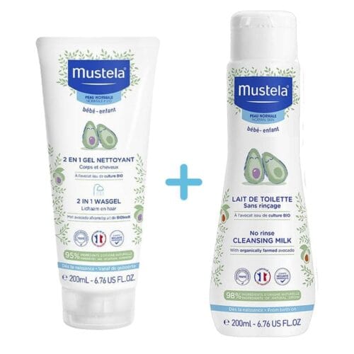 MUSTELA 2EN1 GEL NETTOYANT + LAIT DE TOILETTE SANS RINÇAGE À L'AVOCAT BIO