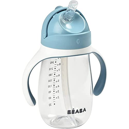 BEABA Tasse enfant paille 8 m+ tritane 300 ml bleu