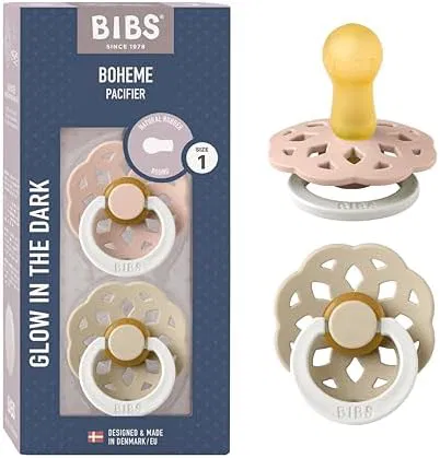 BIBS Lot de 2 Tétines Boheme Glow Blush & Vanilla- 0-6 m
