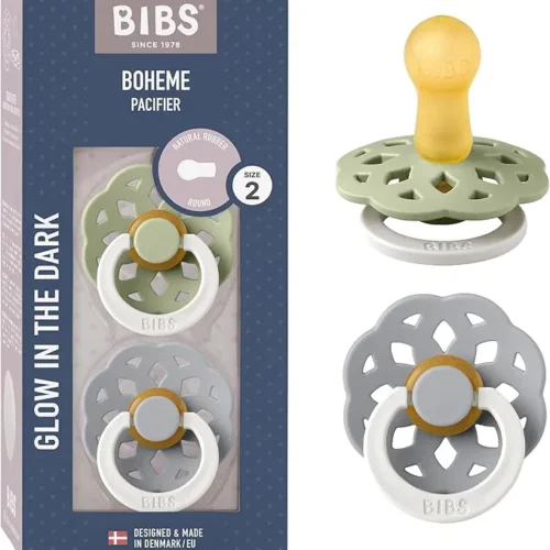 BIBS Lot de 2 Tétines Round Boheme Glow Sage & Cloud - 618 Mois