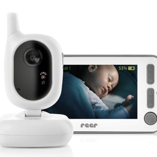 Reer Babycam L Babyphone Vidéo avec Écran Ecoute-Bébé TFT, Blanc, 4.3 Pouces,