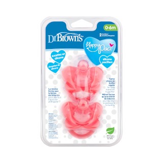DR BROWN Sucette En Silicone Une Pièce HappyPaci - 0m+, Rose, Paquet De 2
