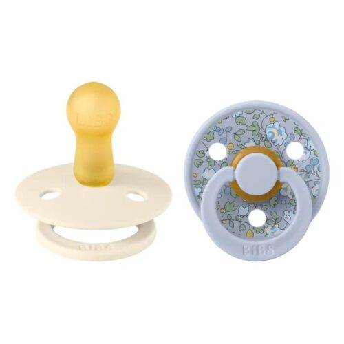 Bibs Tétines round en caoutchouc naturel Bibs x Liberty - Set de 2 Bleu ciel – 0-6 m