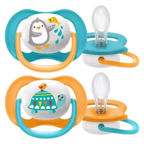 Avent Lot de 2 Sucettes Ultra Air Tortue 6-18m Garçon