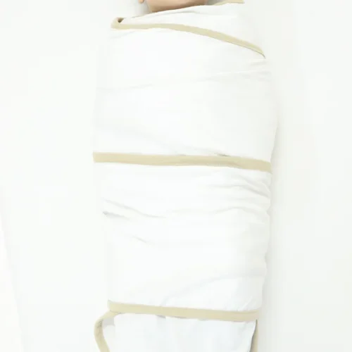BEBEMAM Couverture d’emmaillotage Blanc/beige (0-6 mois)