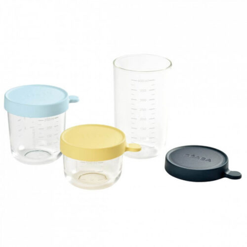 Beaba Set 3 portions verre 150ml Jaune / 250ml Bleu Ciel / 400ml