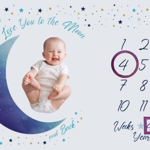 Tapis Moiniversaire Géant Love you to the Moon 150cm x100cm