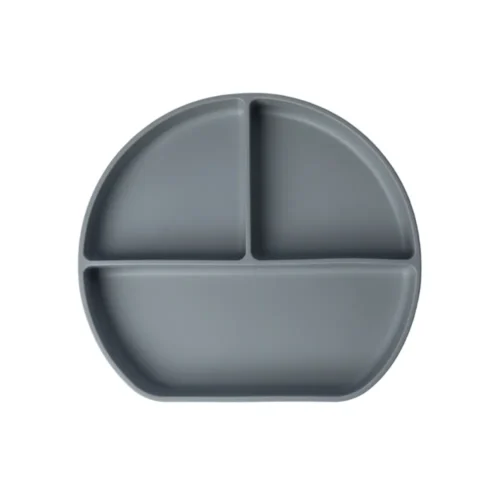 YUMMY Assiette en Silicone Multi-Compartiments avec Ventouse 4M+ GRIS