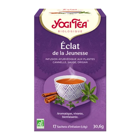 YOGI TEA TISANE THE ECLAT DE LA JEUNESSE 17X 2G (CANNELLE, SAUGE, ORIGAN, VERVEINE ODORANTE)